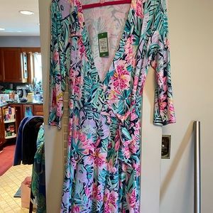 NWT size large Rozaline Wrap Dress in Slatehouse soirée